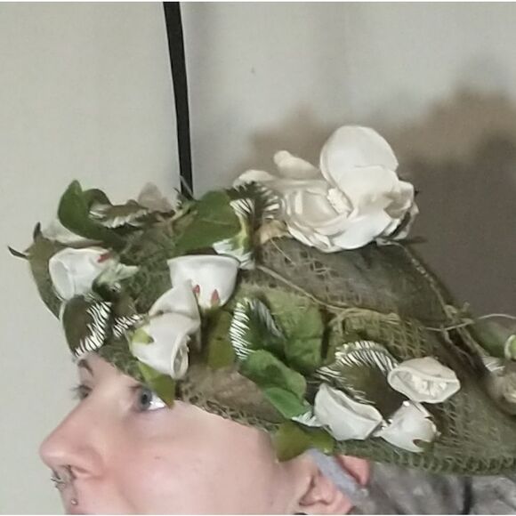 Vintage 1950s Norman Durand Original Floral Derby Style Hat - Picture 2 of 7